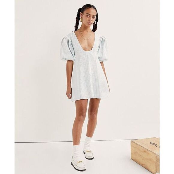 NWT For Love & Lemons Leslie Mini Dress Blue & White Stripe Size Small - Picture 4 of 8
